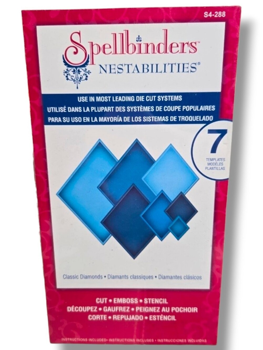 Spellbinders Nestabilities Classic Diamonds Dies S4‑288 7 Templates Discontinued